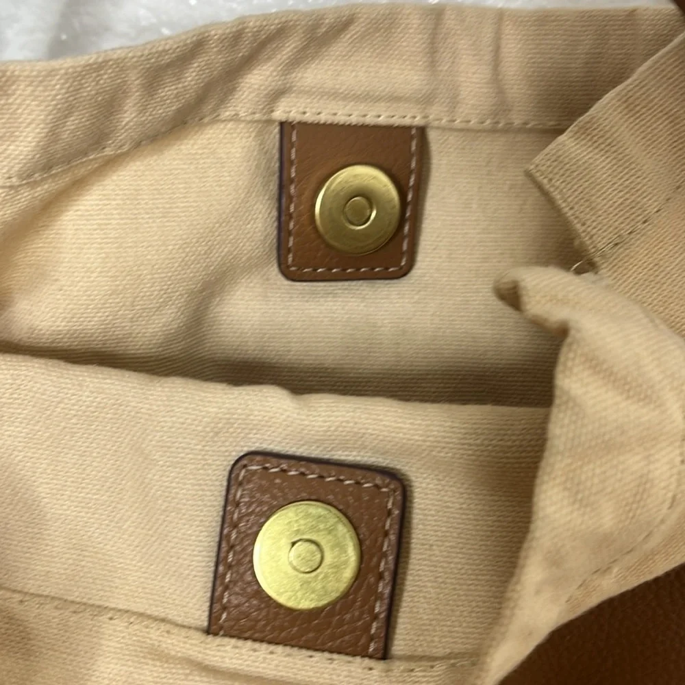 Lucky Brand Tan Leather Cloth Small Crossbody Bag